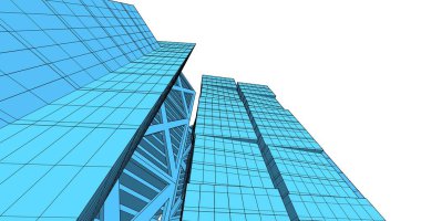 Arkaplanda mimari bina 3d illüstrasyon