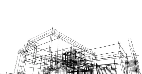 Líneas Abstractas Dibujo Concepto Arte Arquitectónico Formas Geométricas Mínimas — Foto de Stock