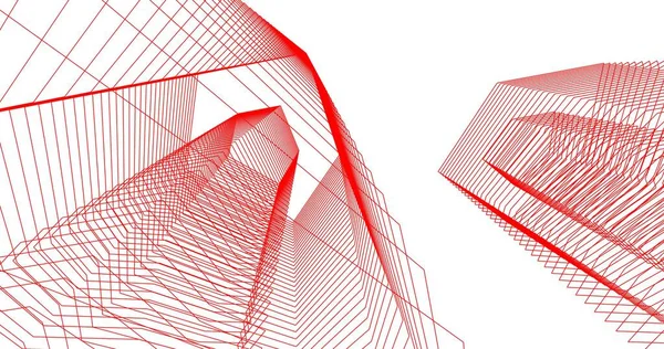 Projekt Tapety Architektonicznej Cyfrowy Szkic Budynku — Zdjęcie stockowe