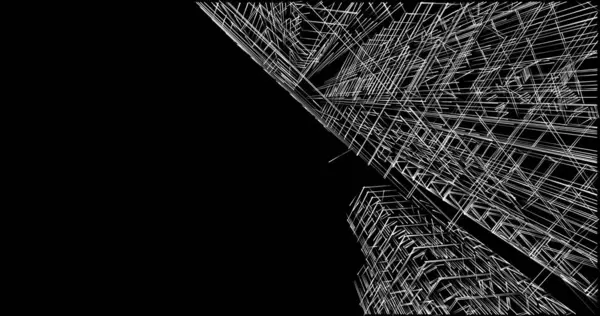 Abstrakcyjne Linie Rysunku Koncepcji Sztuki Architektonicznej Minimalne Kształty Geometryczne — Zdjęcie stockowe