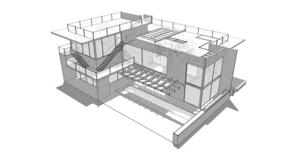 Minimalny Projekt Geometryczny Budynków Architektonicznych — Zdjęcie stockowe