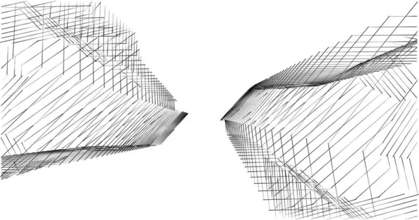 建筑艺术概念中的抽象绘图线 最小几何形状 — 图库照片