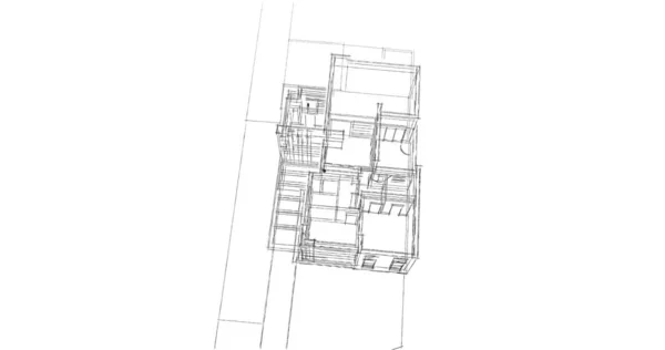 Abstraktní Kreslicí Čáry Architektonickém Pojetí Minimální Geometrické Tvary — Stock fotografie