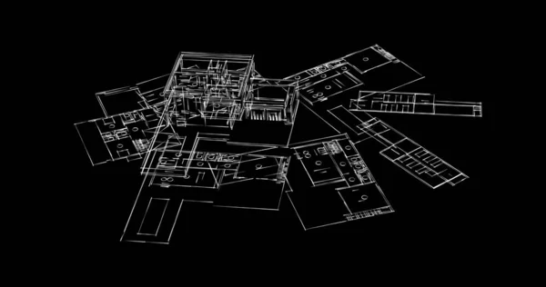 Abstrakte Zeichnungslinien Architektonischen Kunstkonzept Minimale Geometrische Formen — Stockfoto