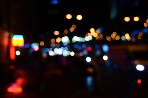 Luces Abstractas Borrosas Fondo Ciudad Noche — Foto de Stock