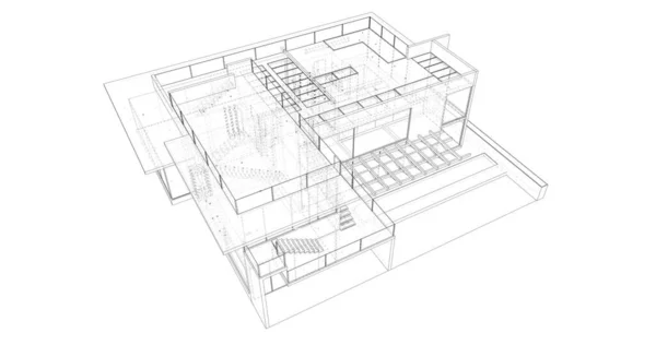 Arquitectura Edificio Ilustración Sobre Fondo — Foto de Stock