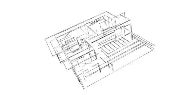 Líneas Abstractas Dibujo Concepto Arte Arquitectónico Formas Geométricas Mínimas —  Fotos de Stock