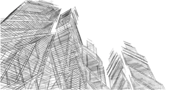 Lignes Dessin Abstraites Dans Concept Art Architectural Formes Géométriques Minimales — Photo