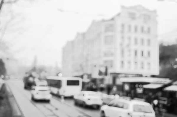 Tiro Desfocado Tráfego Rodoviário Kyiv Ucraniana — Fotografia de Stock