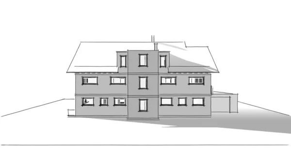 Abstrakcyjne Linie Rysunku Koncepcji Sztuki Architektonicznej Minimalne Kształty Geometryczne — Zdjęcie stockowe