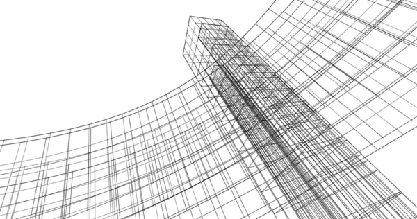 Abstrakcyjne Linie Rysunku Koncepcji Sztuki Architektonicznej Minimalne Kształty Geometryczne — Zdjęcie stockowe