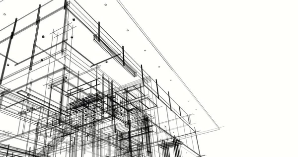 最小限の幾何学的形状建築線 — ストック写真