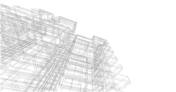 Projeto Geométrico Mínimo Dos Edifícios Arquitetônicos — Fotografia de Stock
