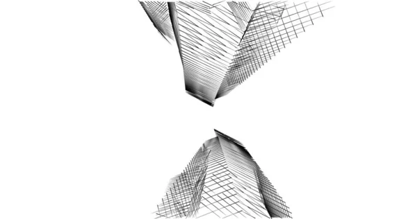 建筑艺术概念中的抽象绘图线 最小几何形状 — 图库照片