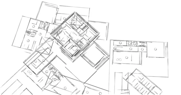 Абстрактные Чертежи Архитектурном Искусстве Минимальные Геометрические Формы — стоковое фото