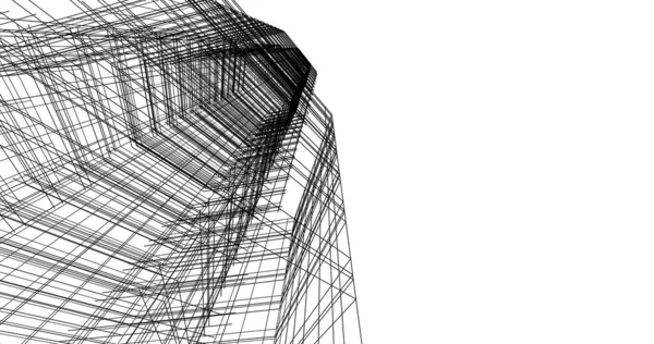 Abstract Drawing Lines Architectural Art Concept Minimal Geometrical Shapes — Stock Photo, Image