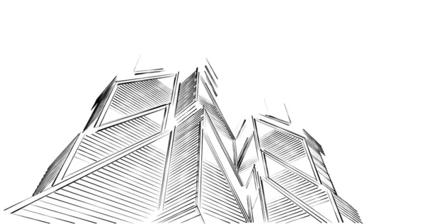 Vázlatművészet Geometriai Építészeti Épületek Tervezése — Stock Fotó