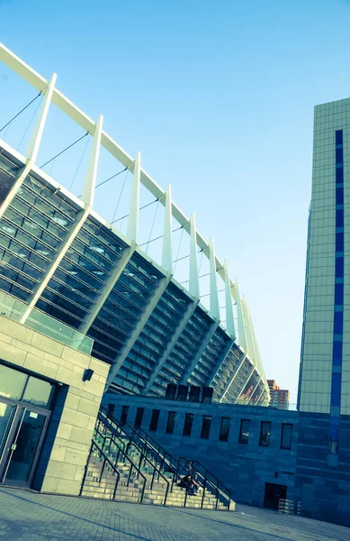 Vista Arquitectura Moderna Con Cielo Azul — Foto de Stock