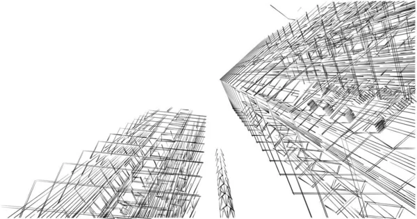 Líneas Abstractas Dibujo Concepto Arte Arquitectónico Formas Geométricas Mínimas — Foto de Stock