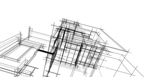 建筑艺术概念中的抽象绘图线 最小几何形状 — 图库照片
