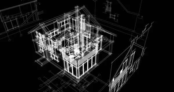 最小限の幾何学的形状建築線 — ストック写真