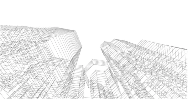 Arkaplanda mimari bina 3d illüstrasyon