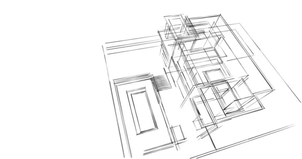 Projekt Geometrycznych Budynków Architektonicznych — Zdjęcie stockowe