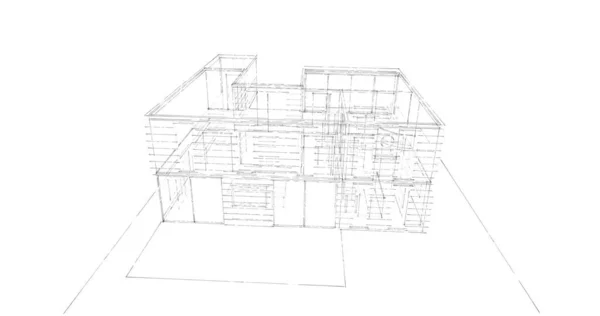 3D建築壁紙のデザイン デジタル建築スケッチ — ストック写真