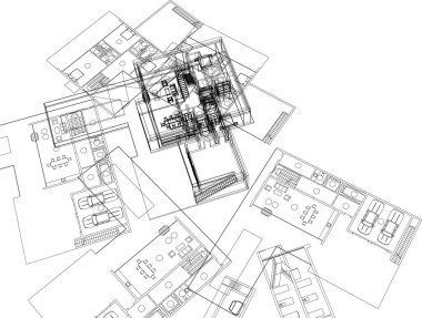 Mimari sanat konseptinde soyut çizgiler, minimum geometrik şekiller. 