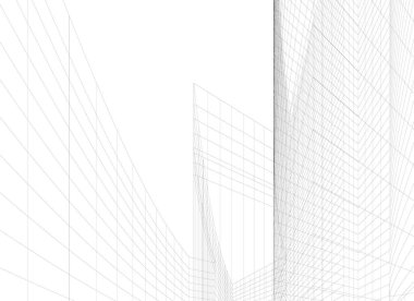 Arkaplanda mimari bina 3d illüstrasyon