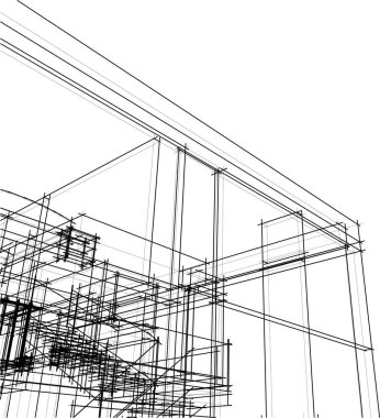 Mimari sanat konseptinde soyut çizgiler, minimum geometrik şekiller.