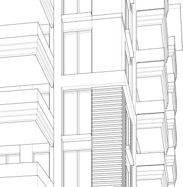 Mimari sanat konseptinde soyut çizgiler, minimum geometrik şekiller. 