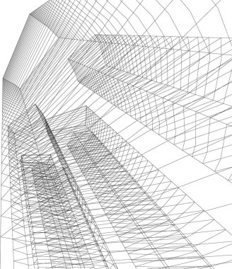 Mimari sanat konseptinde soyut çizgiler, minimum geometrik şekiller. 