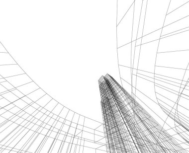 Mimari sanat konseptinde soyut çizgiler, minimum geometrik şekiller. 