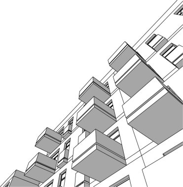 Mimari sanat konseptinde soyut çizgiler, minimum geometrik şekiller. 