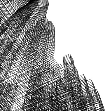 Mimari sanat konseptinde soyut çizgiler, minimum geometrik şekiller. 