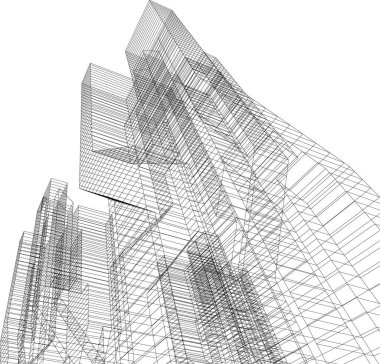 Mimari sanat konseptinde soyut çizgiler, minimum geometrik şekiller. 