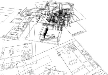 Mimari sanat konseptinde soyut çizgiler, minimum geometrik şekiller. 