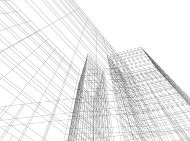 Mimari sanat konseptinde soyut çizgiler, minimum geometrik şekiller. 