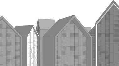 Arkaplanda mimari bina 3d illüstrasyon