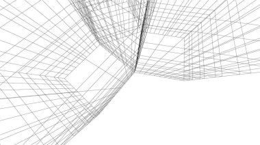 Mimari sanat konseptinde soyut çizgiler, minimum geometrik şekiller. 