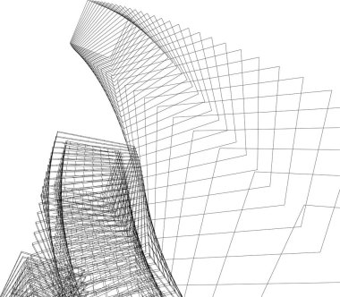 Arkaplanda mimari bina 3d illüstrasyon