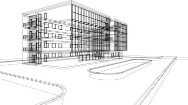 Mimari sanat konseptinde soyut çizgiler, minimum geometrik şekiller. 