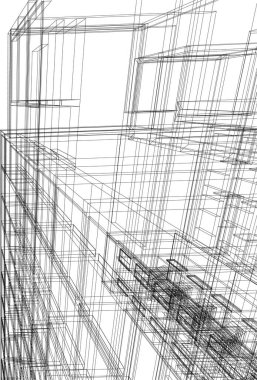 Arkaplanda mimari bina 3d illüstrasyon