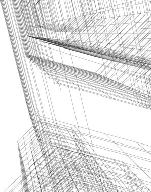 Mimari sanat konseptinde soyut çizgiler, minimum geometrik şekiller. 