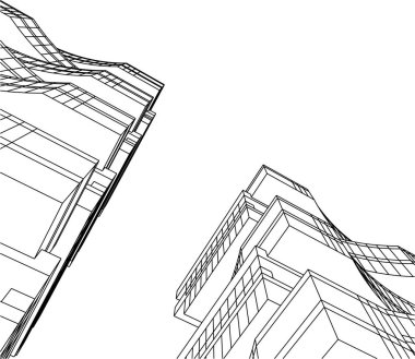 Mimari sanat konseptinde soyut çizgiler, minimum geometrik şekiller. 