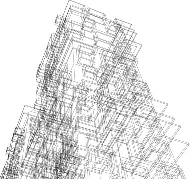 Mimari sanat konseptinde soyut çizgiler, minimum geometrik şekiller.