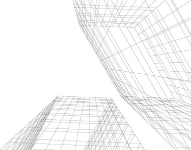 Mimari sanat konseptinde soyut çizgiler, minimum geometrik şekiller. 