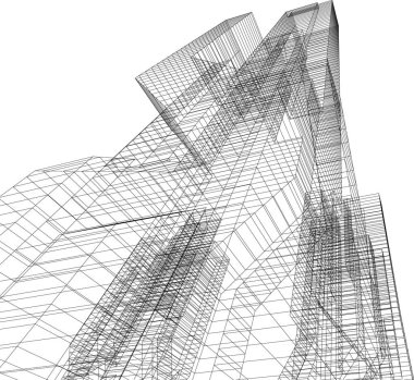 Mimari sanat konseptinde soyut çizgiler, minimum geometrik şekiller. 