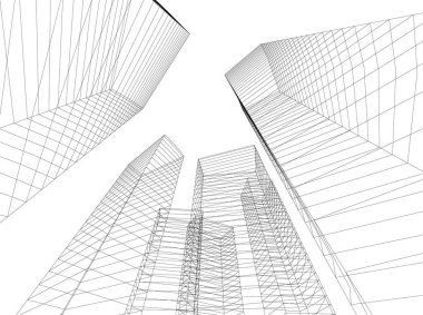 Mimari sanat konseptinde soyut çizgiler, minimum geometrik şekiller. 